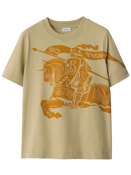 Женская футболка Burberry с принтом Equestrian Knight, бежевая