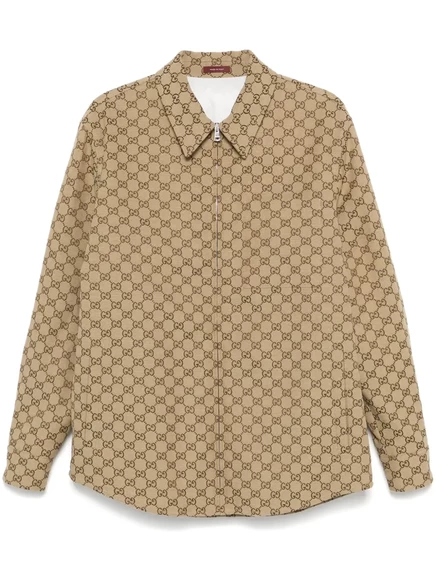 Мужская рубашка-куртка Gucci GG‑canvas, бежевая