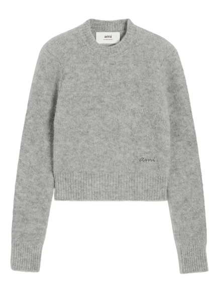 Свитер с круглым вырезом AMI Paris Ami grey