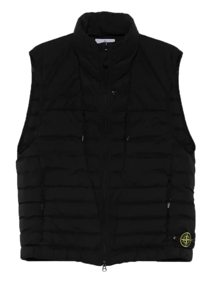 Мужской стеганый жилет Stone Island с высоким воротником, черный