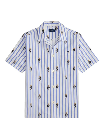 Мужская пижамная рубашка Polo Ralph Lauren Polo Bear в полоску, белая