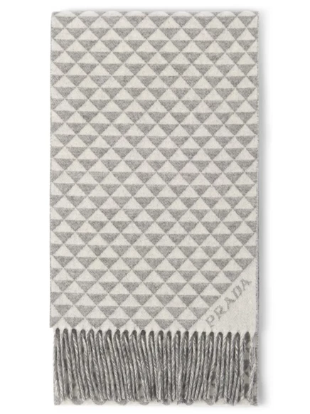 Двусторонний шерстяно-кашемировый шарф Prada Symbole grey