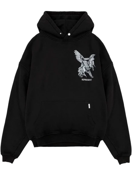 Мужское худи Represent Elegance In Motion с карманом-кенгуру, черное