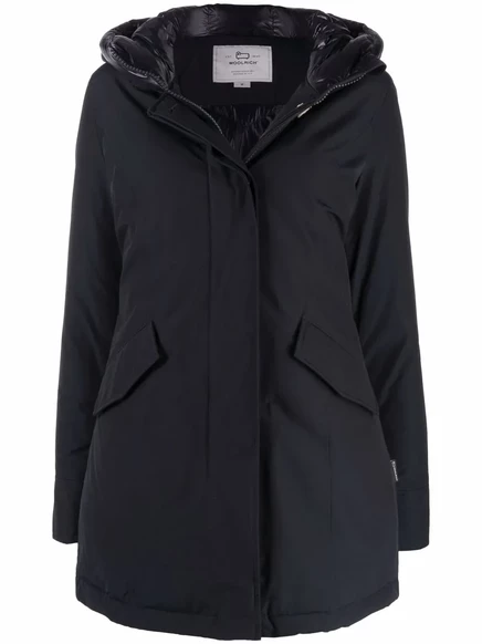 Женское пуховое пальто Woolrich с капюшоном, темно-синее