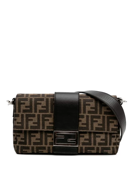Подержанная сумка через плечо из холщового багета Zucca от Fendi 2010-2025 годов выпуска. brown