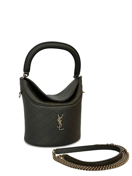 Мини-сумка-ведро Saint Laurent Gaby со стеганым рисунком black