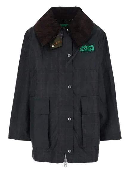 Женская парка Barbour в клетку, зеленая