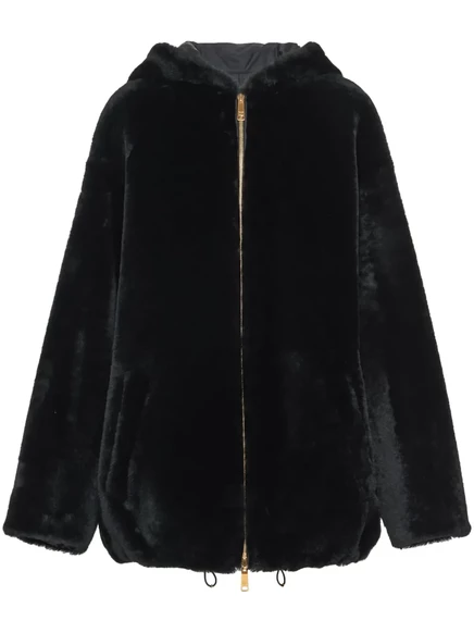 Двусторонняя куртка из овечьей шерсти Prada black