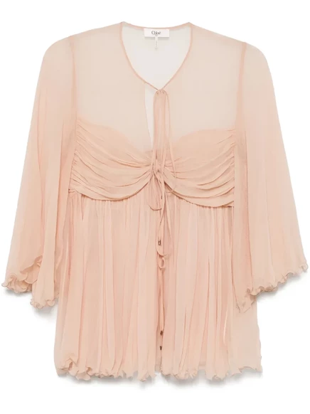 Шелковый топ в складку от Chloé neutrals