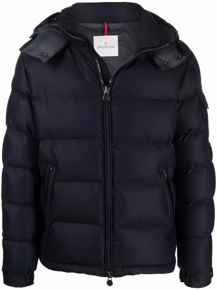 Пуховик Moncler с капюшоном blue