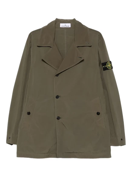 Мужское пальто Stone Island двубортное, зеленое