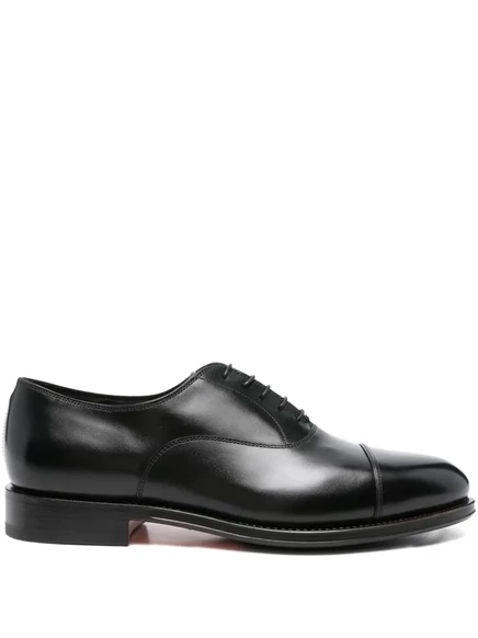 Мужские оксфорды Santoni с накладкой на носке, черные