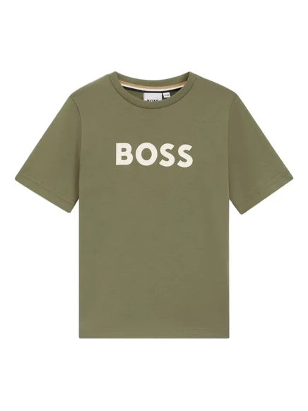 Детская футболка BOSS Kidswear с логотипом, зеленая