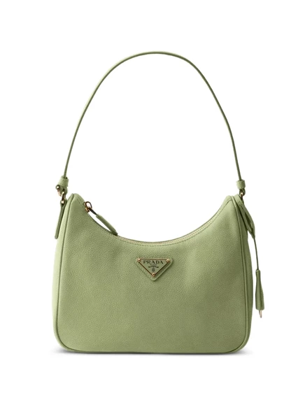 Женская мини-сумка Prada Re-Edition 2005 из нубука, зеленая