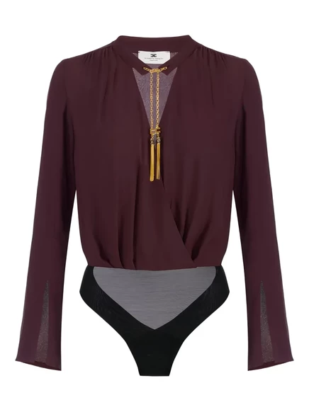 Женское боди Elisabetta Franchi с декором, бордовое