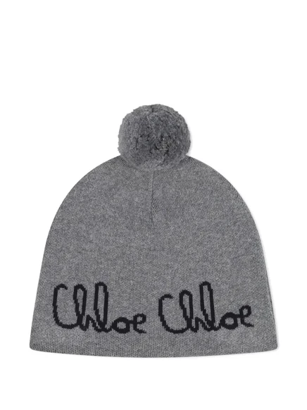 Детская шапочка с помпоном Chloé Kids grey