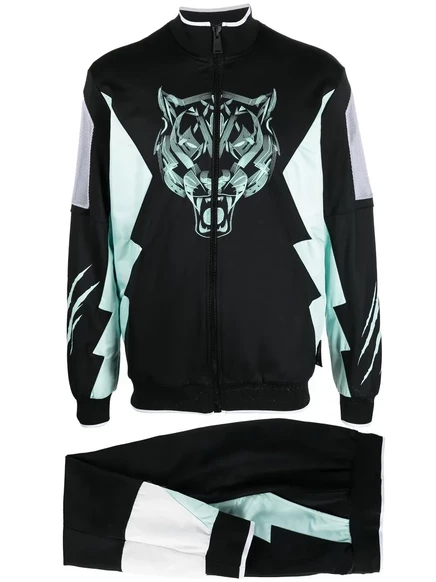 Мужской костюм Plein Sport с тигровым принтом, черный