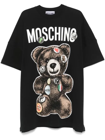 Женское мини-платье Moschino с принтом медвежонка, черное