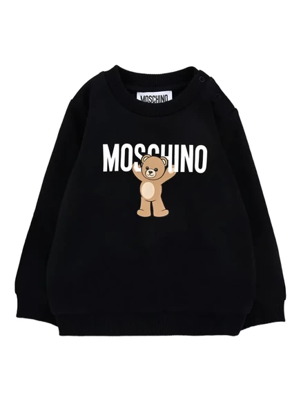Свитшот для мальчиков Moschino Kids с принтом медведя, черный