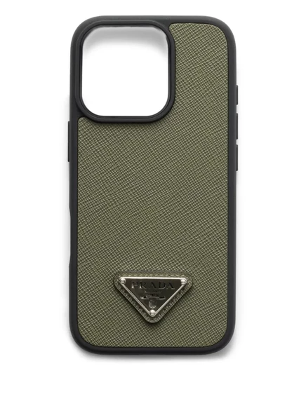 Текстурированный чехол для iPhone 16 Pro от Prada green