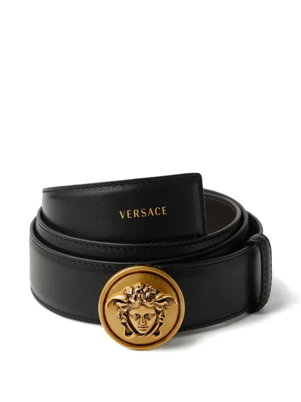 Мужской ремень Versace 3,5 см из телячьей кожи, черный