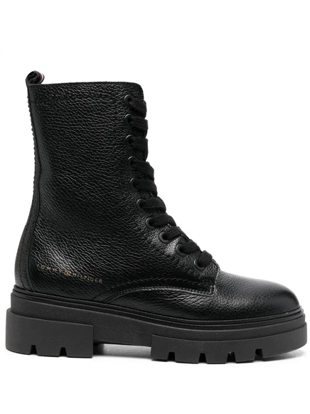 Массивные кожаные ботильоны на шнуровке от Tommy Hilfiger black
