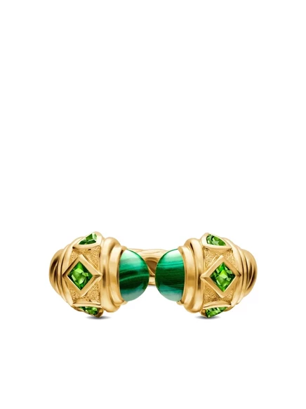 Женское кольцо David Yurman Renaissance 18-каратное с малахитом и диопсидом, золотое