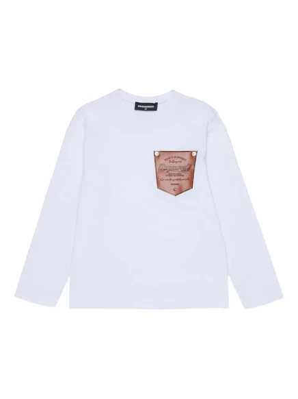 Детская футболка DSQUARED2 с карманом, белая