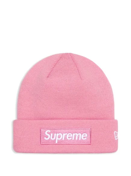 Унисекс шапка Supreme x New Era с логотипом, розовая