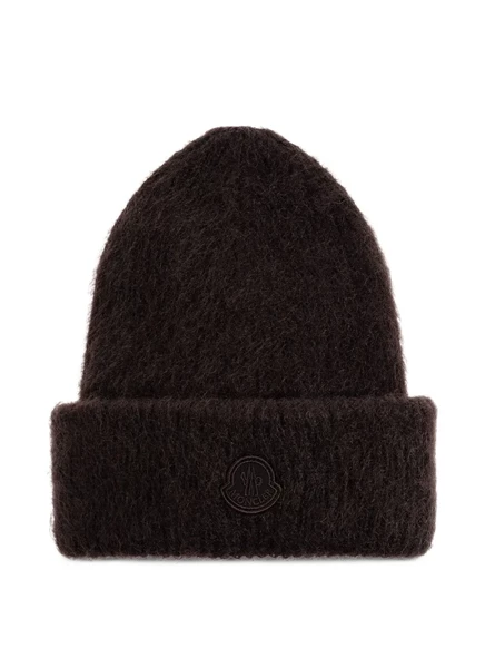 Женская шапка Moncler из мохера, коричневая