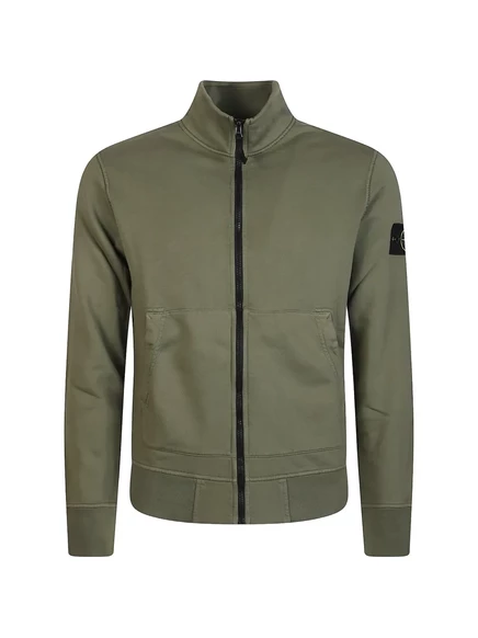 Мужская куртка Stone Island на молнии с нашивкой, оливковая
