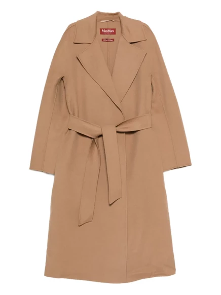 Женское пальто оверсайз Max Mara с поясом, коричневое