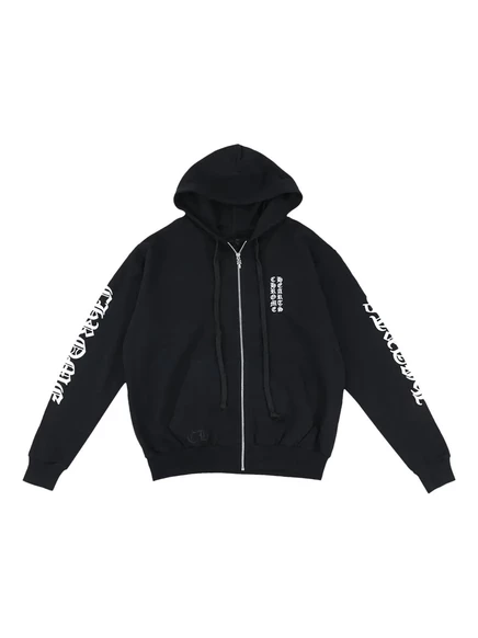 Мужское худи Chrome Hearts на молнии с принтом логотипа, черное