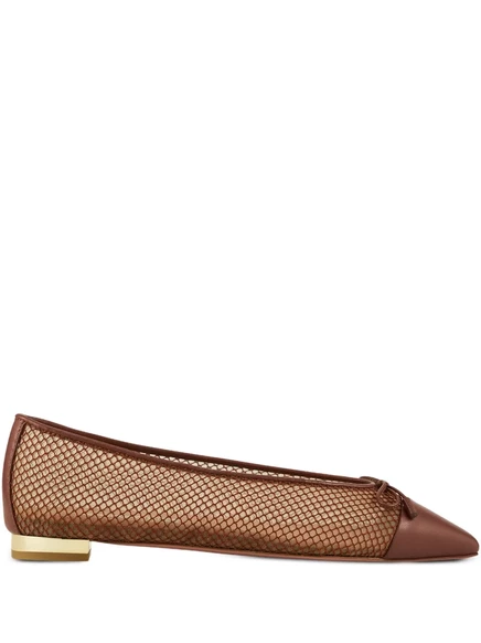 Балетки-банты Aquazzura Gioia с сетчатыми вставками brown