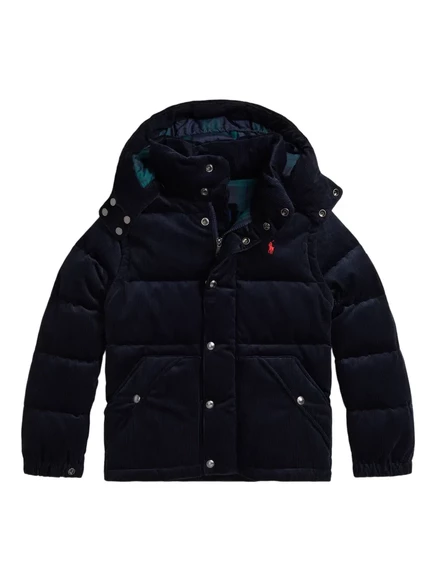 Детский вельветовый стеганый пуховик POLO RALPH LAUREN KIDS blue