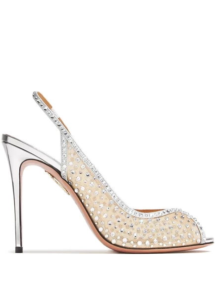 Женские босоножки Aquazzura Crystal Lover, серебристые
