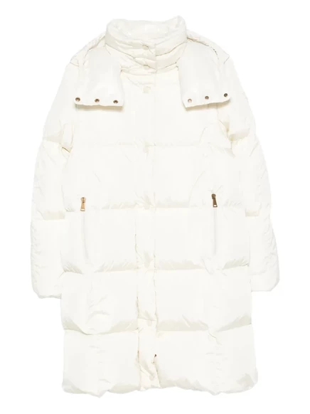 Женское стеганое однобортное пальто Moncler, слоновая кость