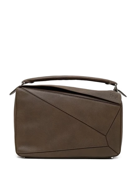 Большая кожаная сумка-тотализатор LOEWE large Puzzle brown