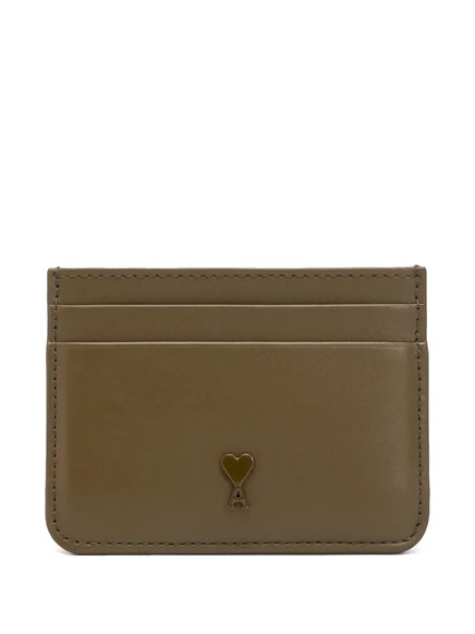 Кожаная визитница AMI Paris Ami De Coeur green