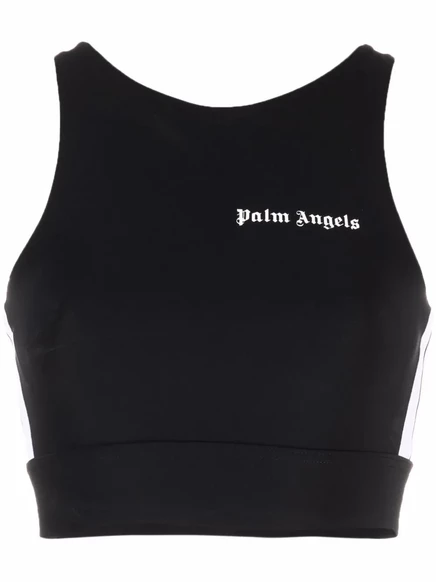 Женский укороченный топ Palm Angels с боковой полосой, черный