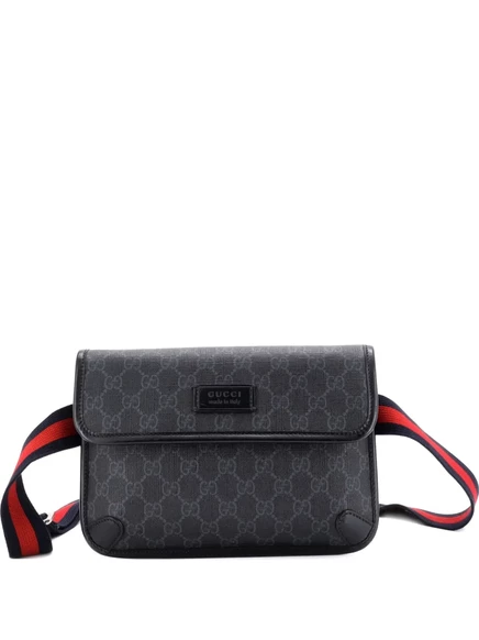 Женская поясная сумка Gucci Pre-Owned Web Flap, черная