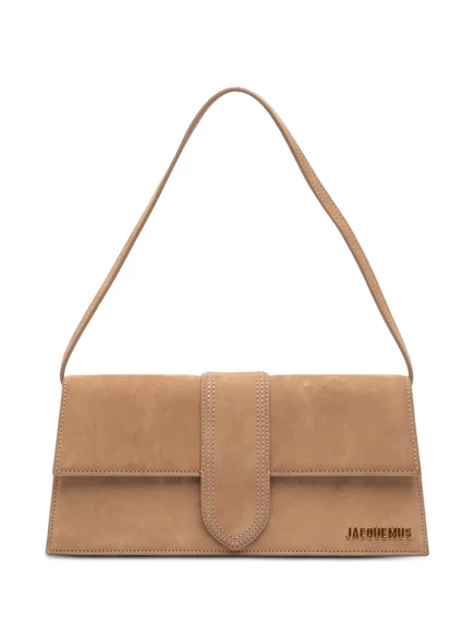 Длинная замшевая сумка Le Bambino, бывшая в употреблении у Jacquemus 2019-2025, через плечо