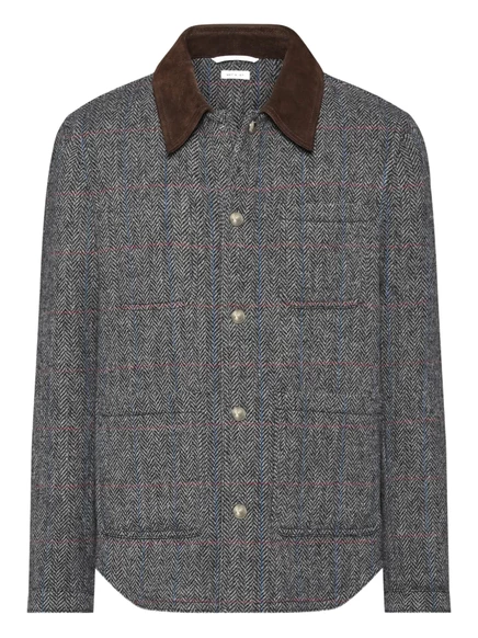 Мужская рубашка‑куртка Thom Browne из твида, серая