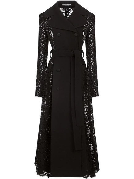 Женское пальто Dolce & Gabbana с кружевом, черное