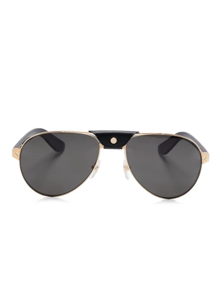 Мужские солнцезащитные очки Cartier Eyewear Santos, золотисто-черные