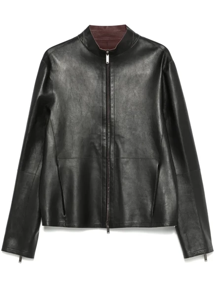Мужская кожаная куртка Emporio Armani, черная