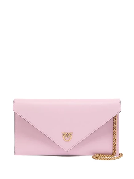Женский кожаный клатч PINKO с цепочкой, розовый