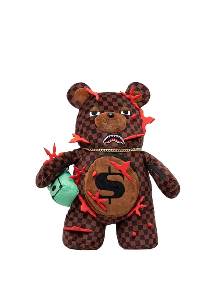 Рюкзак Sprayground в форме медведя в клетку, коричневый