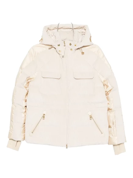 Женская лыжная куртка Bogner Marli на молнии с капюшоном на шнурке, бежевая