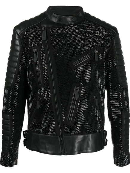 Мужская кожаная байкерская куртка Philipp Plein Disco, черная
